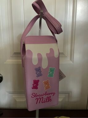 Strawberry Milk Pink Gummy Bear Crossbody Bag
